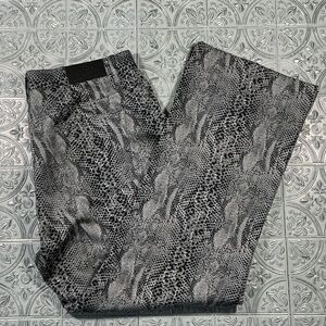 Jones New York Women's Wide-Leg Snake-Print Pants Black and Gray Size 12